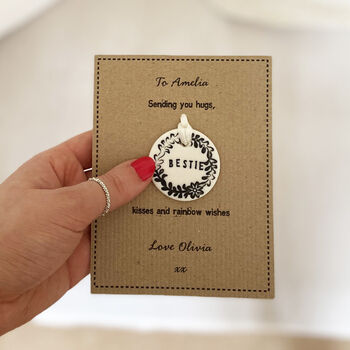 Bestie Porcelain Token With Personalised Card, 2 of 6