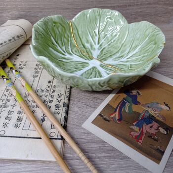 Vintage Cabbage Shaped Kintsugi Bowl, 2 of 4