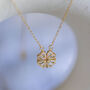 Magnetic Four Leaf Clover/Hearts Necklace In Gold, thumbnail 1 of 3