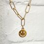 Smile Yourself Happy Charm Textured Chain Necklace, thumbnail 2 of 4