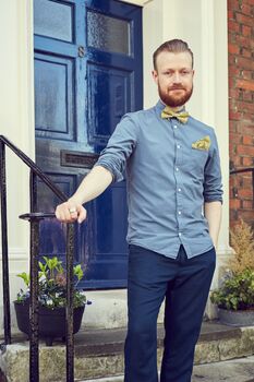 Mens Lime Yellow Floral Ready Tied Adjustable Bow Tie, 3 of 6