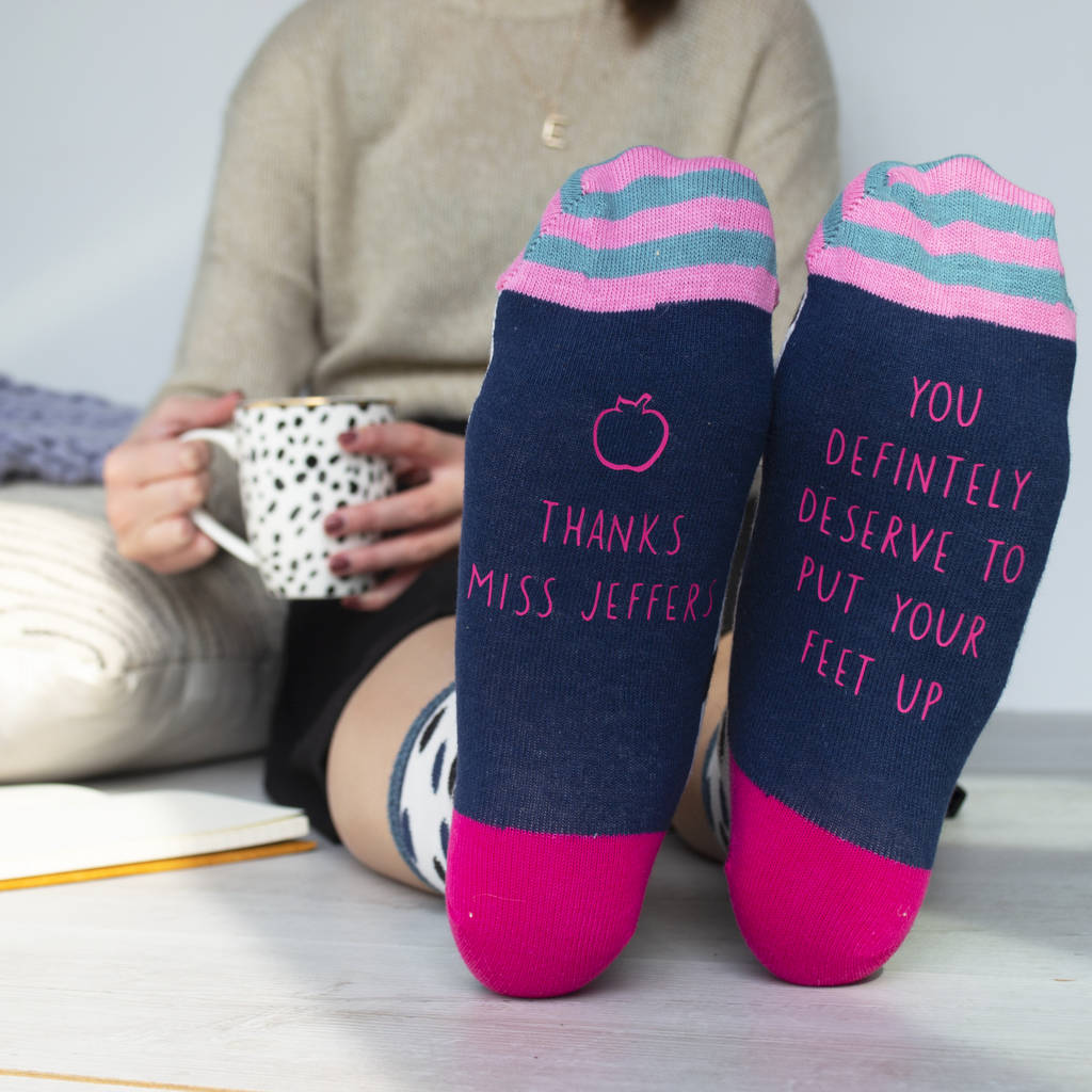 Put Your Feet Up Personalised Patterned Teacher Socks By Solesmith ...