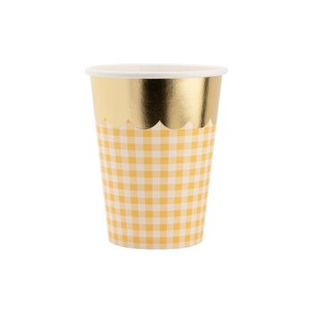Gingham Party Cups With Gold Scallop Pack Of Eight, 4 of 5