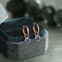 Sterling Silver December Birthstone Tanzanite Blue Crystal Drop Hoop Earrings, thumbnail 5 of 11