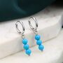 Sterling Silver Genuine Turquoise Trio Huggie Hoop Earrings, thumbnail 1 of 11