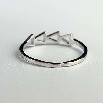 Sterling Silver Triangle Detail Adjustable Ring, 3 of 5