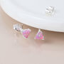 Sterling Silver Pink Opal Heart Micro Stud Earrings – 4mm, thumbnail 3 of 5