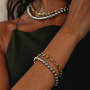 Mixed Metal Rolo Chain Bracelet In 18 K Gold And Rhodium Plated Sterling Silver, thumbnail 6 of 7