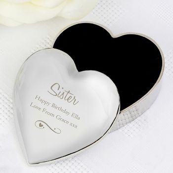 Engraved Heart Trinket Box With Decorative Swirl, 5 of 6