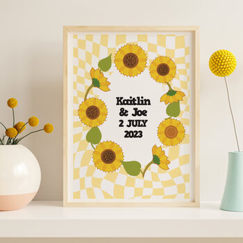 'Sunflower Check' Special Date Print For Couple, 2 of 2