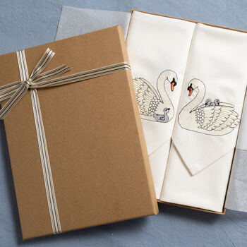 Set Of Two Embroidered Swan Napkins, 8 of 9
