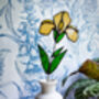 Yellow Iris Flower Stem Faux Glass Flowers, thumbnail 2 of 9