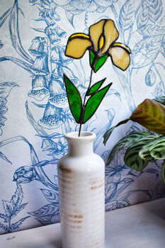 Yellow Iris Flower Stem Faux Glass Flowers, 2 of 9
