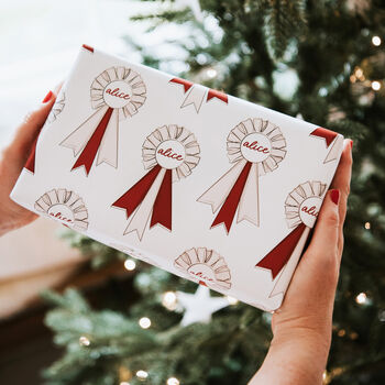 Personalised Christmas Rosette Wrapping Paper, 2 of 4