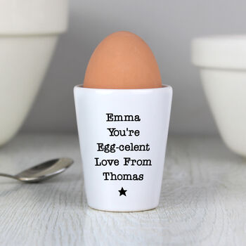 Personalised Easter Message Star Ceramic Egg Cup, 2 of 4