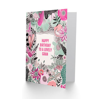 Boho Wildflowers Pink Flowers Gran Her Birthday Card, 2 of 5