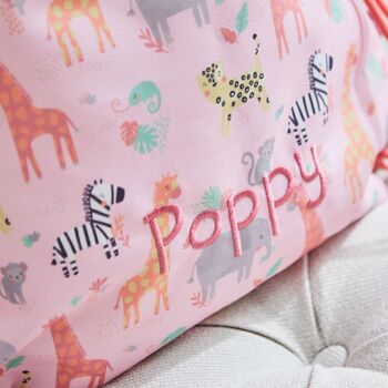 Personalised Pink Safari Print Drawstring Bag, 3 of 8