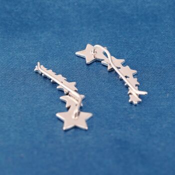 Silver Star Climber Earrings, Star Hanging Earrings, 6 of 7