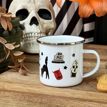 Personalised Halloween Enamel Mug, 7 of 9