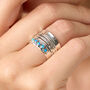Wide Molten Sterling Silver Blue Opal Quintet Ring, thumbnail 2 of 6