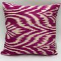 Square Ikat Silk Cushion Pink Feather, thumbnail 5 of 8