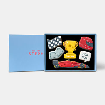 Personalised Racer Father's Day Letterbox Iced Cookies, 4 of 10