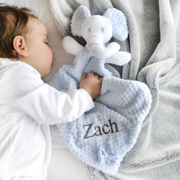 Personalised Blue Bobble Elephant Comforter Blanket Set, 6 of 11