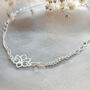 Sterling Silver Lotus Flower Chain Anklet, thumbnail 3 of 5