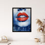 Lipstick Love Modern Blue Red Bedroom Wall Art Print, thumbnail 4 of 6