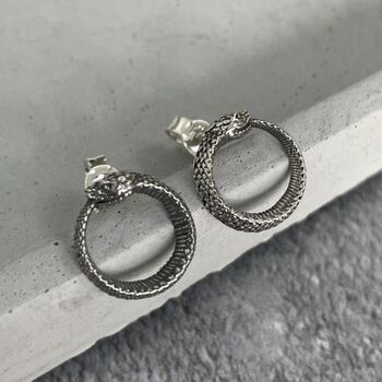 Sterling Silver Ouroboros Studs, 5 of 8