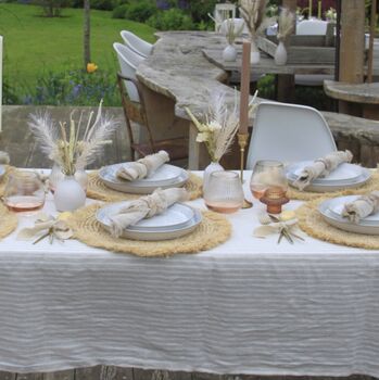Natural Stripped Linen Tablecloth, 2 of 8