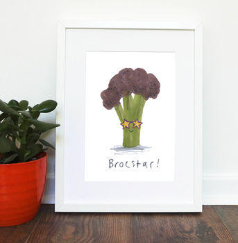 Broccoli Rockstar Vegetable Giclee Print Kitchen Art, 2 of 4