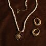 Freshwater Pearl Choker With Hammered Sun Pendant, thumbnail 5 of 7