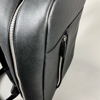Black Leather Laptop Backpack, 5 of 8