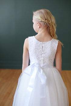 Ivory Or White Lace Flower Girl Dress, 5 of 6