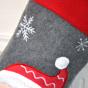 Personalised Grey Felt Santa Stocking, 6 of 6