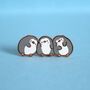 Three Penguins Enamel Pin | Cute Pin Badges, thumbnail 3 of 5