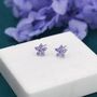 Amethyst Purple Forget Me Not Flower Cz Stud Earrings, thumbnail 2 of 10