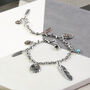 Sterling Silver Feathers Charm Bracelet, thumbnail 3 of 4