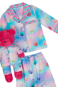 Dreamy Girls Mermaid Pyjama Set With Matching Teddy Bear, 6 of 6
