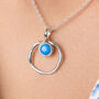 Molten Sterling Silver Blue Opal Halo Necklace, thumbnail 1 of 12
