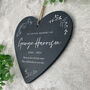 Personalised Wreath Memorial Slate Hanging Heart Decoration 15 X 16cm, thumbnail 4 of 6