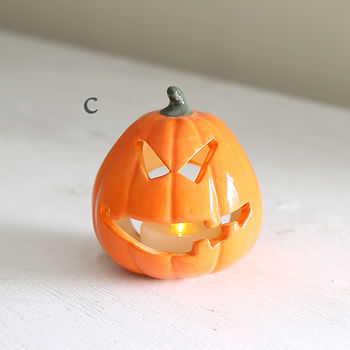 Halloween Ceramic Pumpkin With Battery Tea Light, 5 of 10