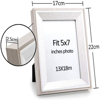 White And Grey Natural Oak Wood Photo Frame, 3 of 7