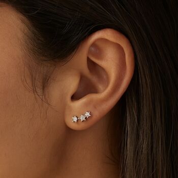 Christmas Sparkle Sterling Silver Crystal Star Earrings, 3 of 8