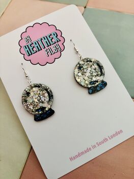 Mystic Ball Glitter Resin Earrings / Fortune Teller Jewellery Small Sparkly Orb Earrings / Celestial Jewellery / Gift For Her Small Sparkly Magical Accessory, 4 of 5