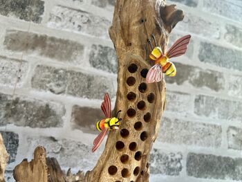 Handmade Wooden Beehive Bee Ornament Garden Sculpture, 5 of 9