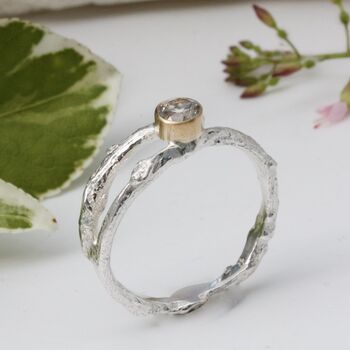 Handmade Silver And Rose Gold Woodland Twig Ring, 2 of 12