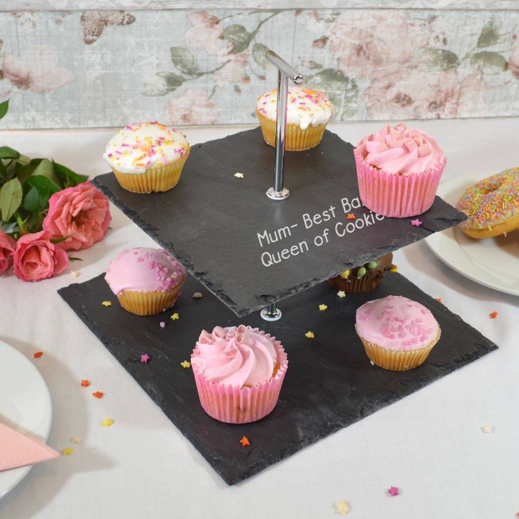 Personalised Two Tier Square Slate Cake Stand, 1 of 2