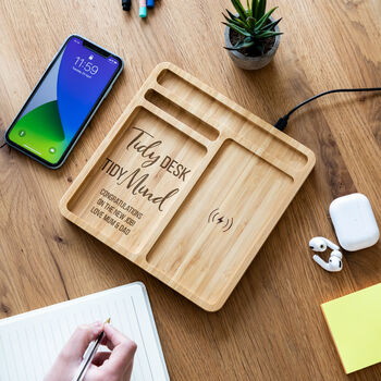 Personalised Tidy Mind Wireless Charger Desk Tidy, 2 of 6